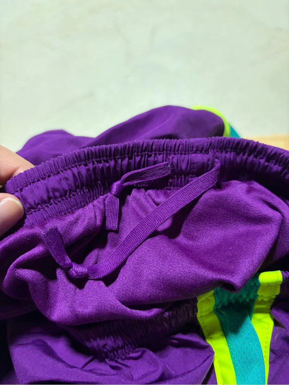 Nike Women's Purple Running Shorts with Neon Trim small